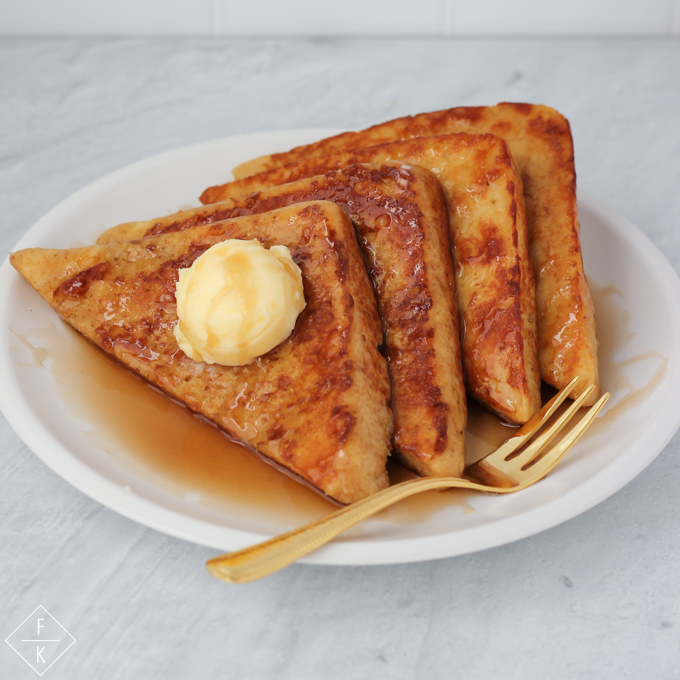 Tasty keto french toast topped with syrup